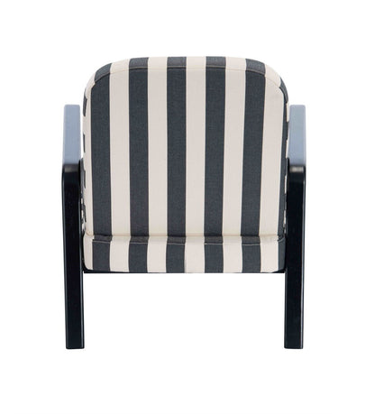 Parnay Black and White Stripe Armchair with Wooden Frame
