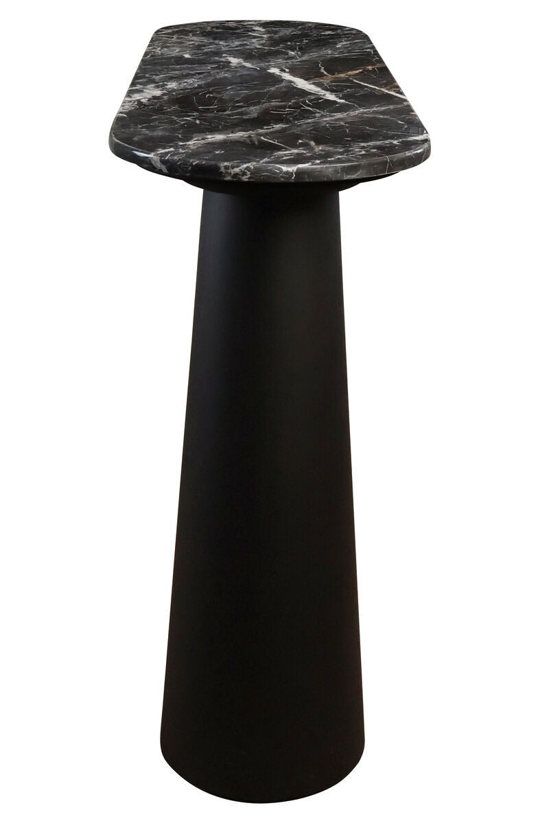Waris Black and White Marble Top Console Table with Mango Wood Legs