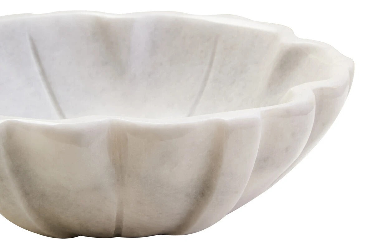Zoro White Marble Lotus Bowl