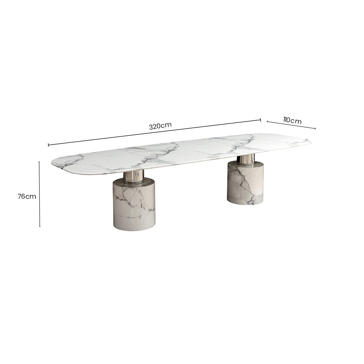 Sesto White Marble Dining Table