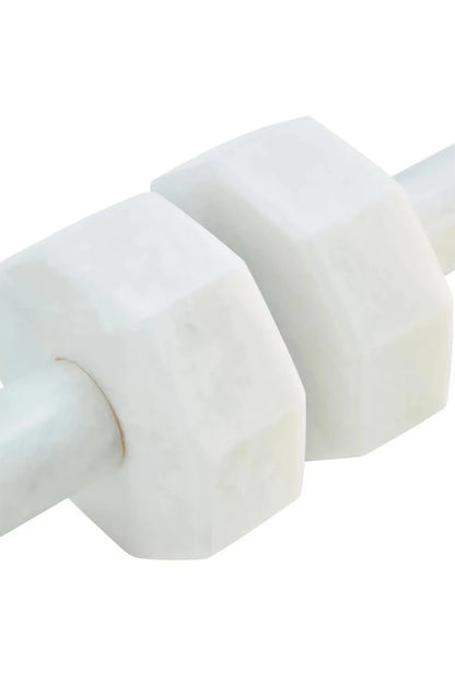 Zoro Set of Two Decorative White Marble Dumbbells