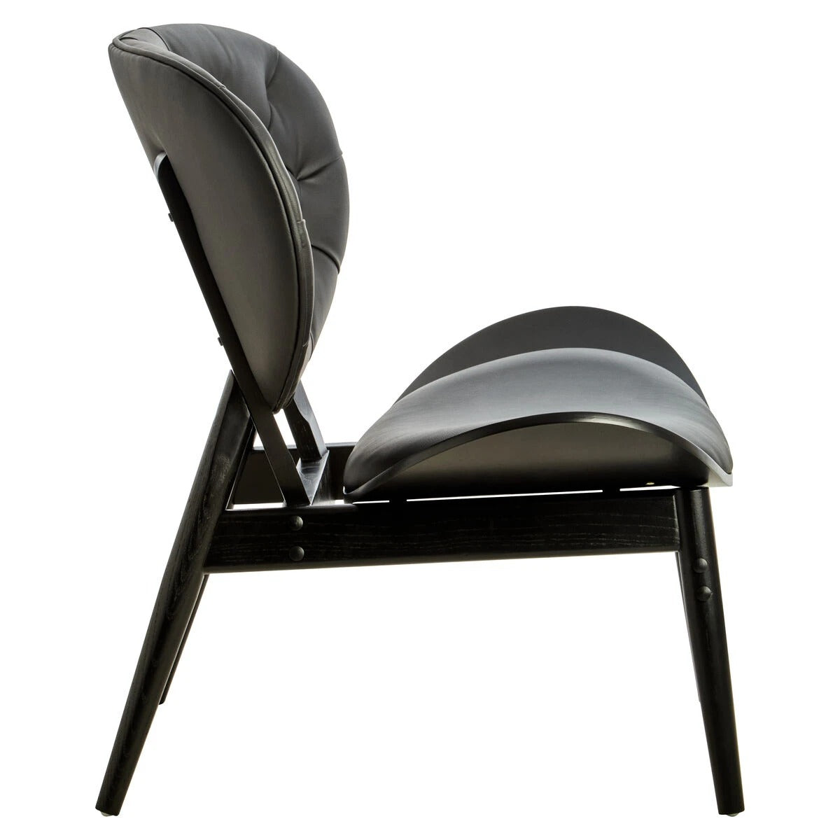 Vinsi Black Leather Effect Chair with Elm Wood Frame