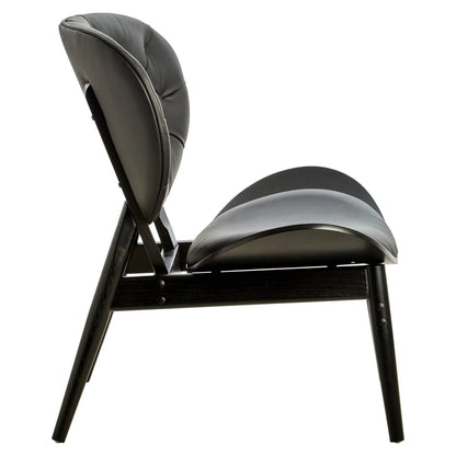 Vinsi Black Leather Effect Chair with Elm Wood Frame