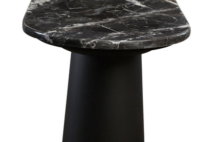 Waris Black and White Marble Top Console Table with Mango Wood Legs