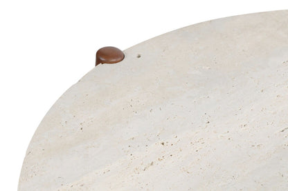 Wilbur Travertine Top and Brown Finish Mango Wood Coffee Table