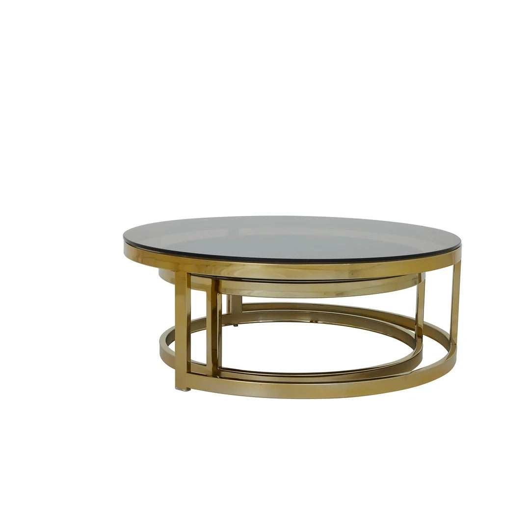 Milagro Set of 2 Round Coffee Tables - Light Gold
