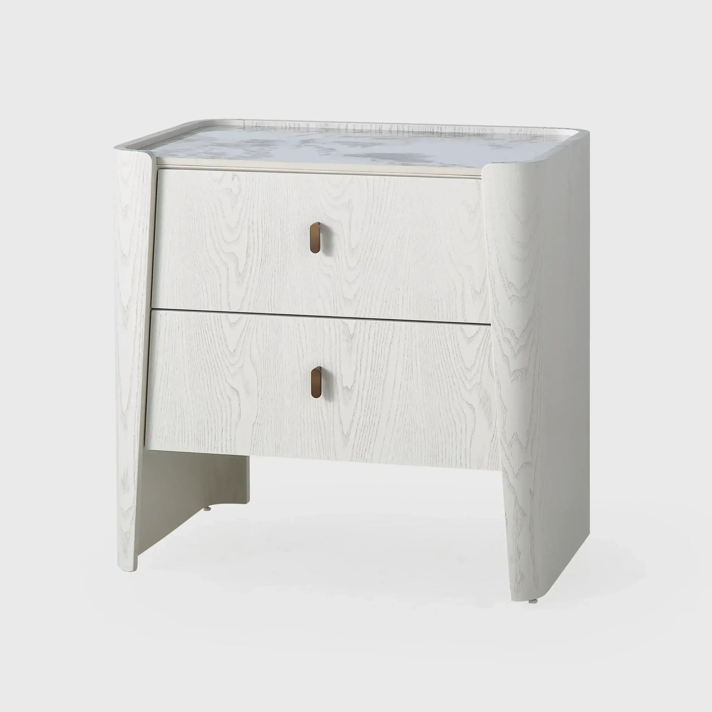 Kelly 2 Drawer Bedside Large White Ash