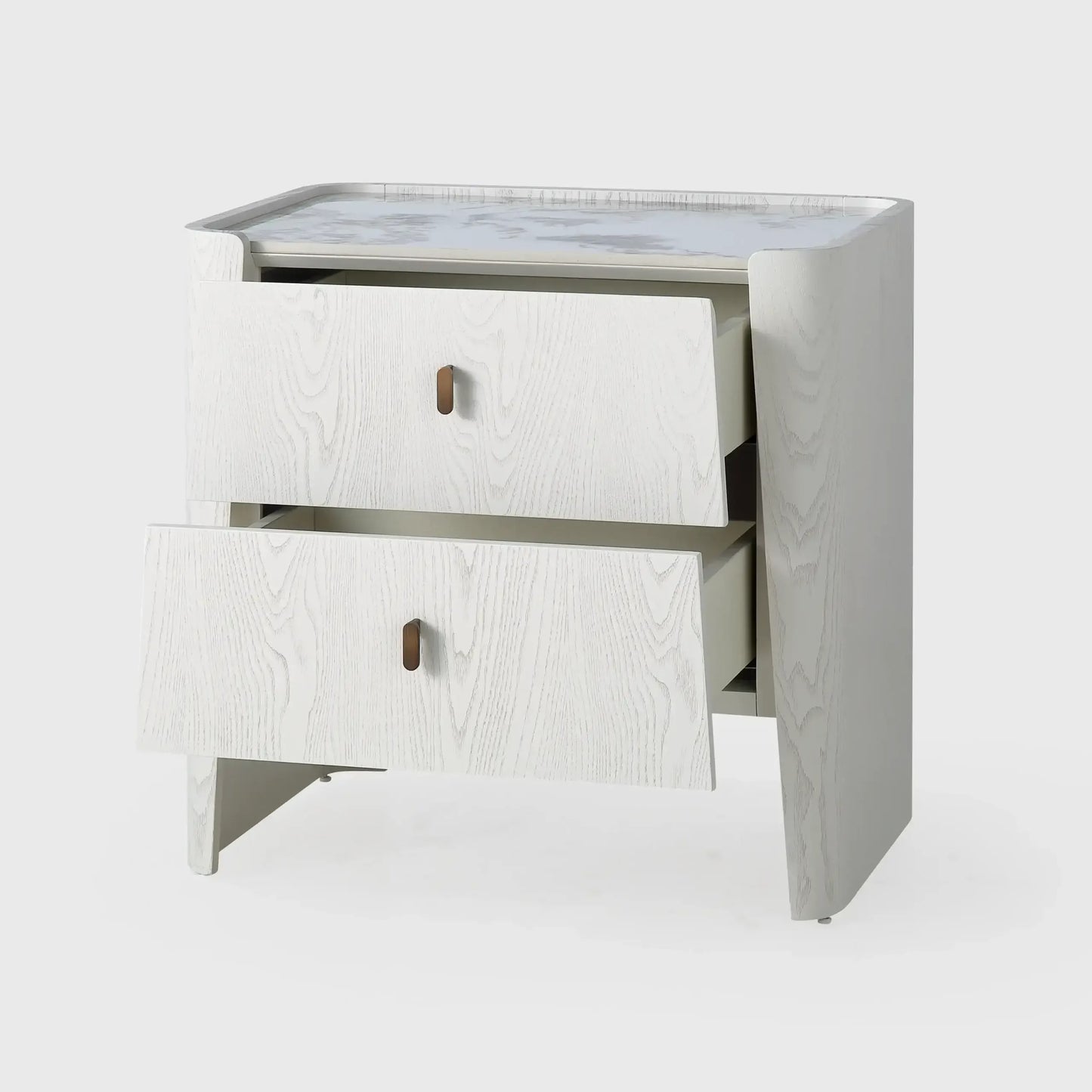 Kelly 2 Drawer Bedside Large White Ash