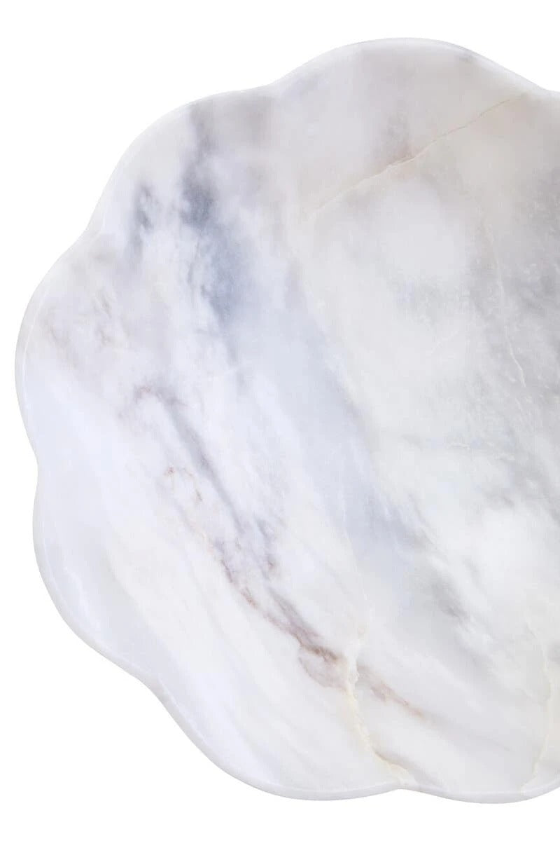 Zoro White Marble Scalloped Bowl