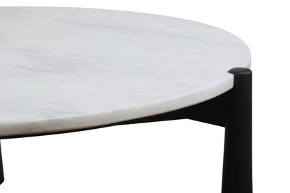 Wilbur White Marble Top and Black Finish Mango Wood Coffee Table