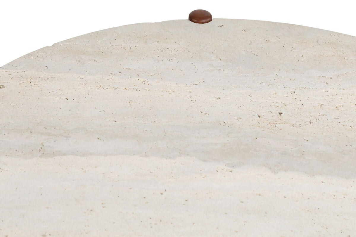 Wilbur Travertine Top and Brown Finish Mango Wood Coffee Table