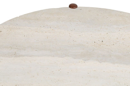 Wilbur Travertine Top and Brown Finish Mango Wood Coffee Table