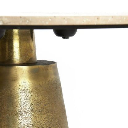 Ynez Travertine Round Dining Table - Antique Bronze