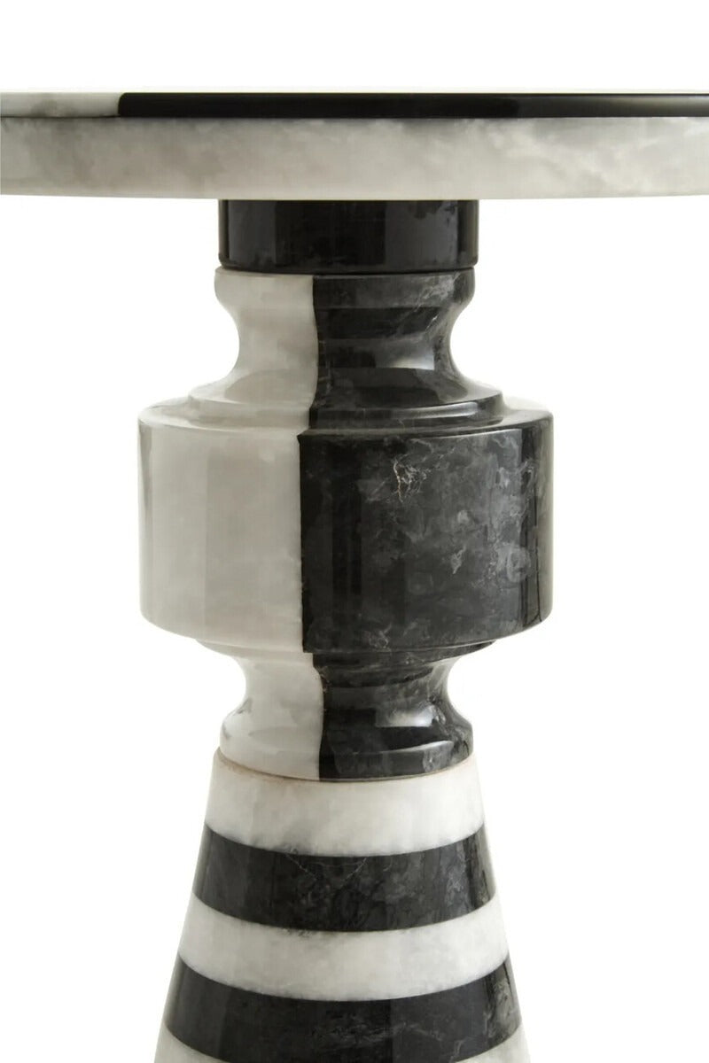 Zoro Black and White Stripe Side Table