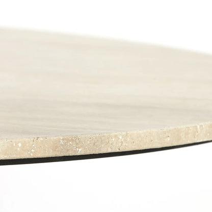 Ynez Travertine Round Dining Table - Antique Bronze
