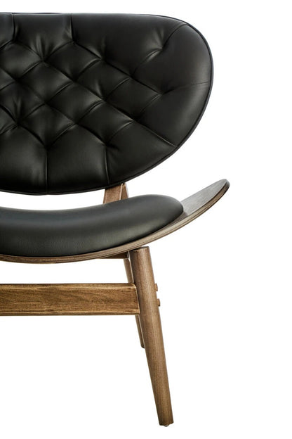 Vinsi Black Leather Effect Chair with Elm Wood Frame