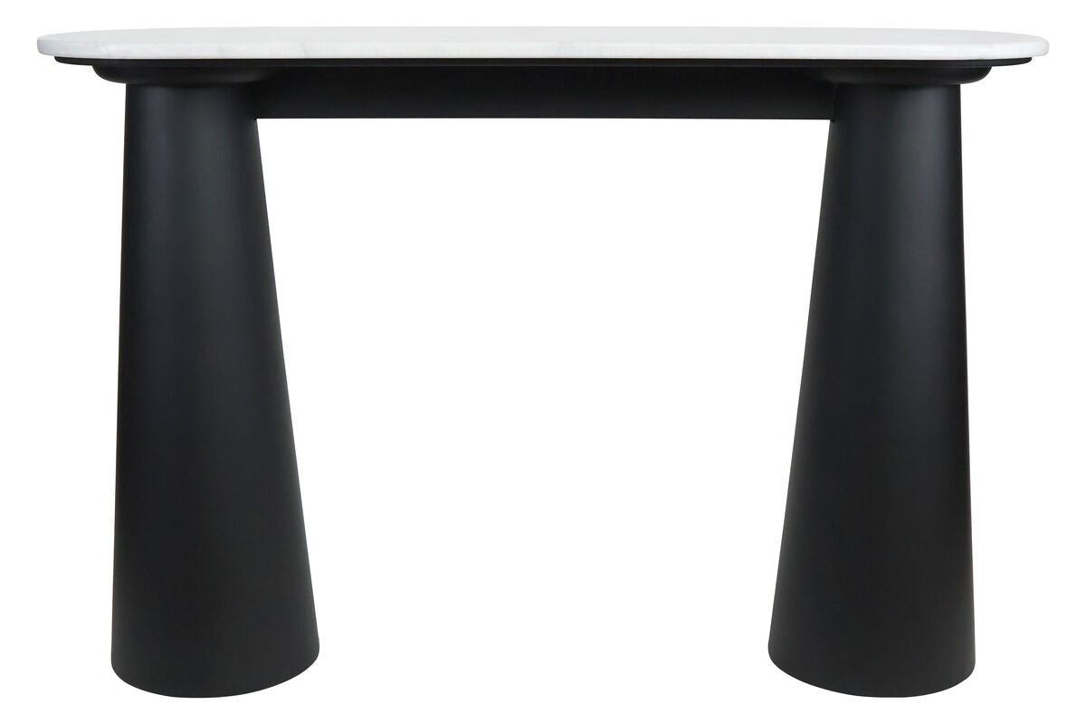 Waris Travertine Top and Black Mango Wood Console Table