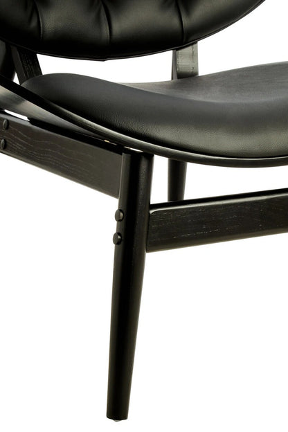 Vinsi Black Leather Effect Chair with Elm Wood Frame