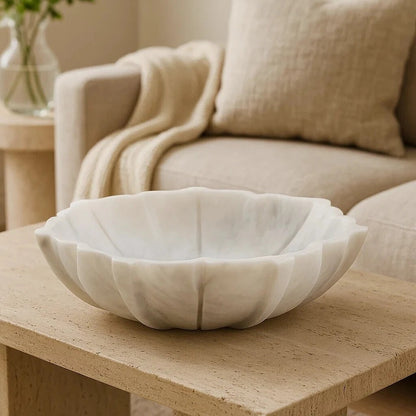 Zoro White Marble Lotus Bowl
