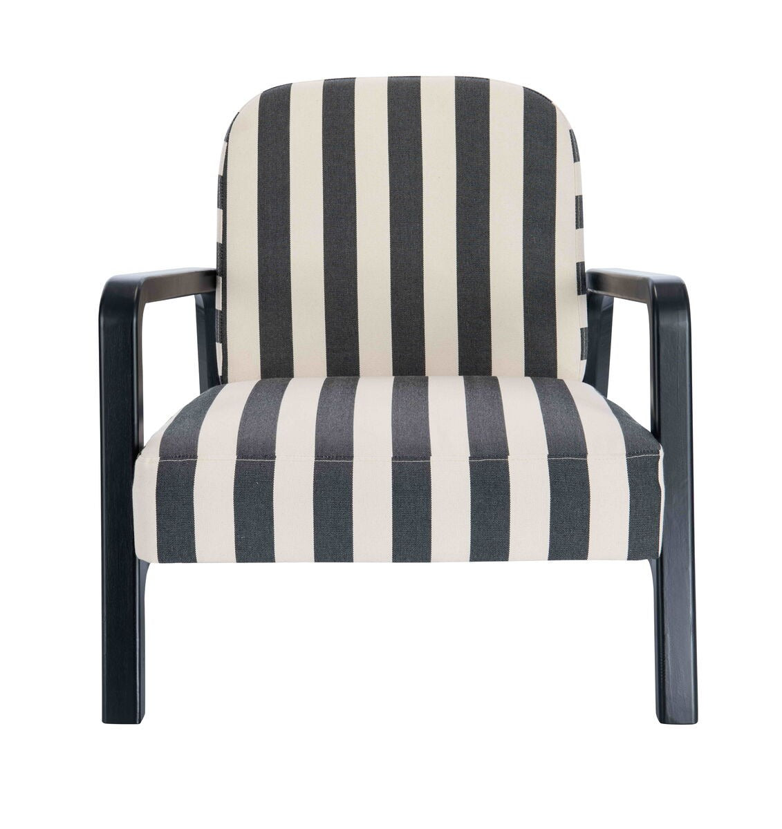 Parnay Black and White Stripe Armchair with Wooden Frame