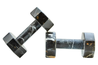 Zoro Set of Two Decorative White Marble Dumbbells