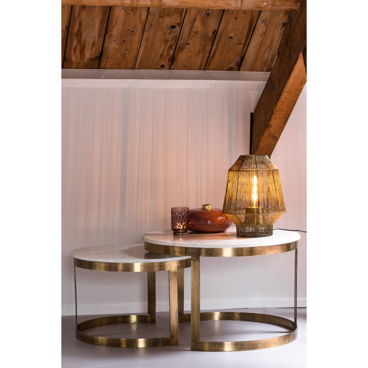 Perlato Set of 2 Round Coffee Tables - Antique Bronze