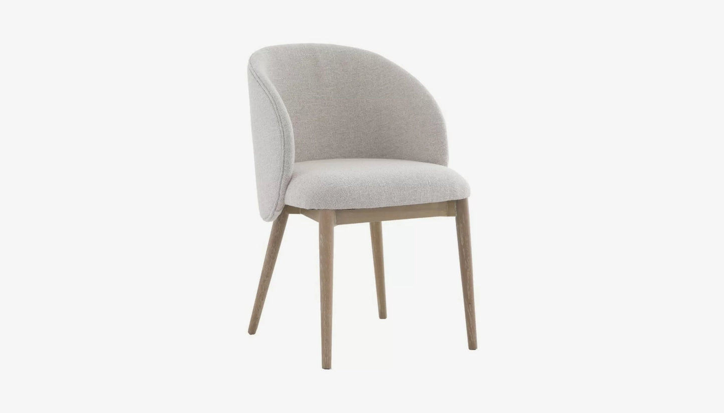 Eton Dining Chair in Cream Soft Linen & Solid Oak Finish