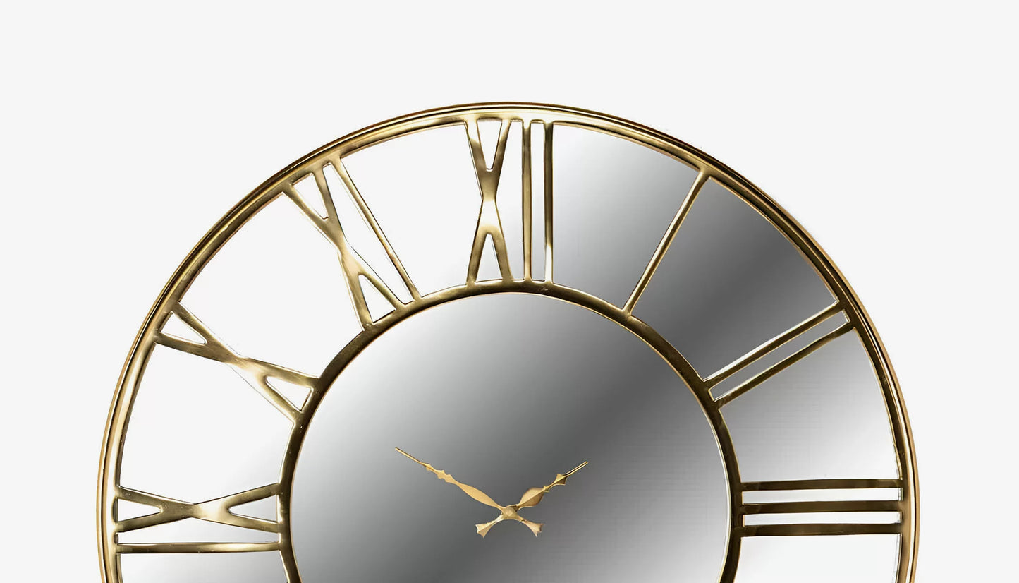 Greyson Wall Clock in Mirror & Gold Finish