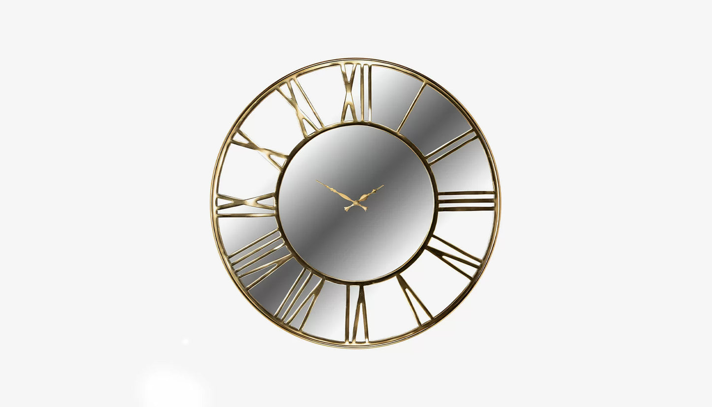 Greyson Wall Clock in Mirror & Gold Finish