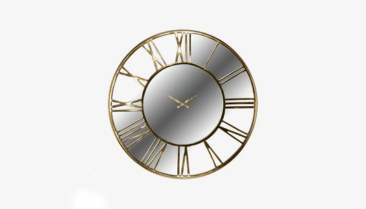 Greyson Wall Clock in Mirror & Gold Finish