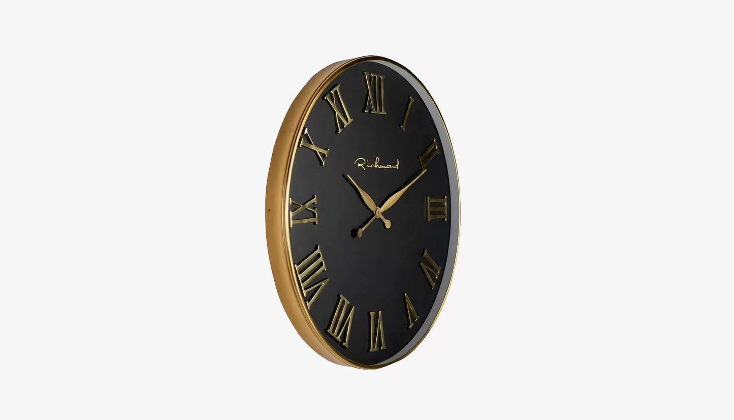 Deonne Wall Clock in Black & Gold Finish