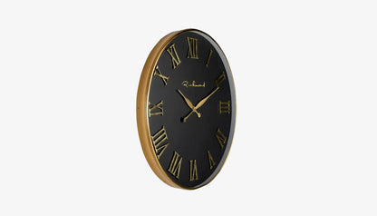 Deonne Wall Clock in Black & Gold Finish