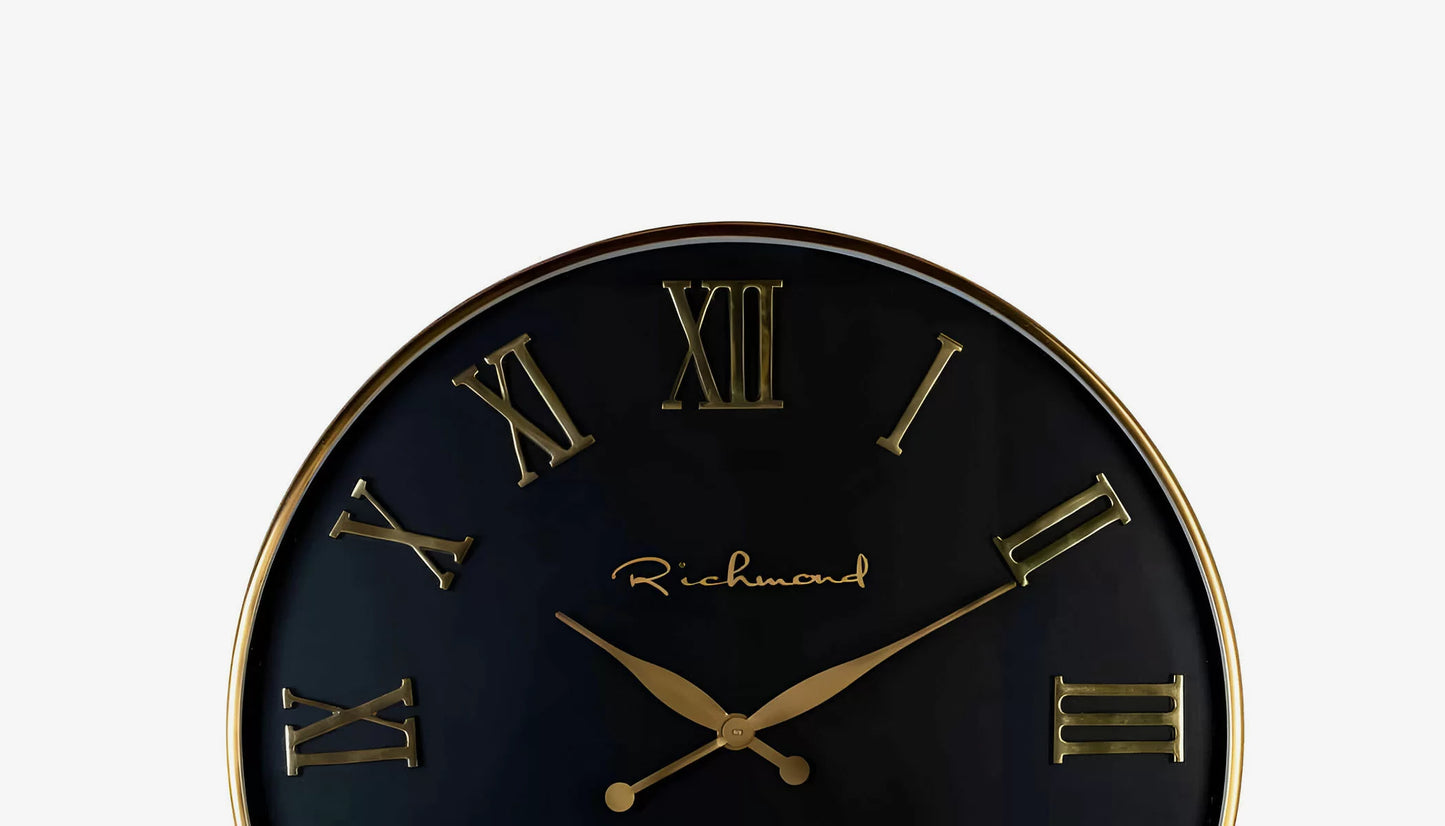 Deonne Wall Clock in Black & Gold Finish