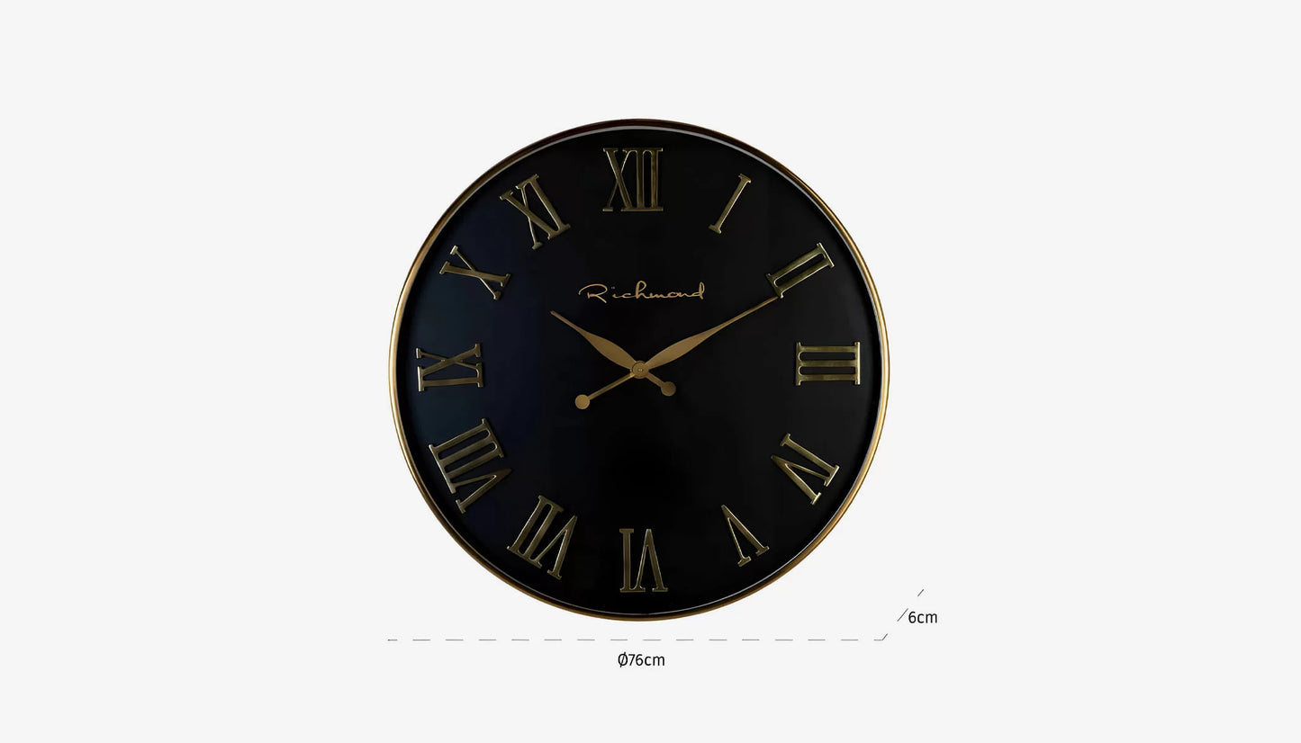 Deonne Wall Clock in Black & Gold Finish