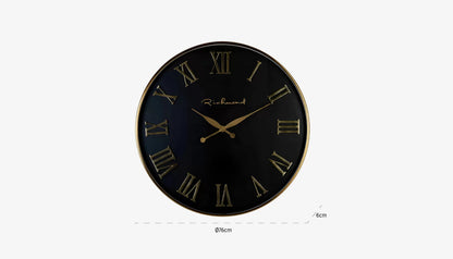 Deonne Wall Clock in Black & Gold Finish