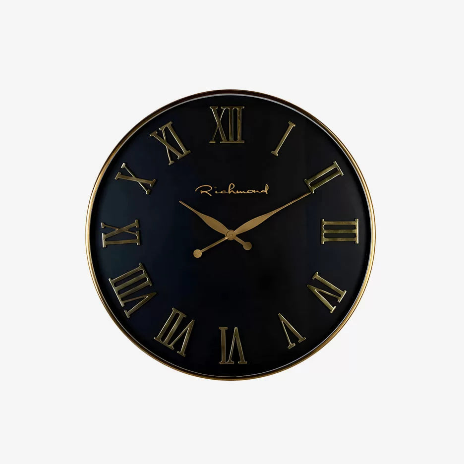 Deonne Wall Clock in Black & Gold Finish