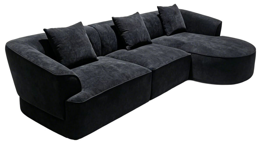 Messina Black Textured 3 Seater Corner Chaise Sofa