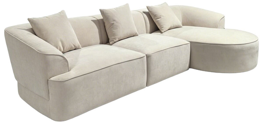 Messina Natural Textured 3 Seater Corner Chaise Sofa