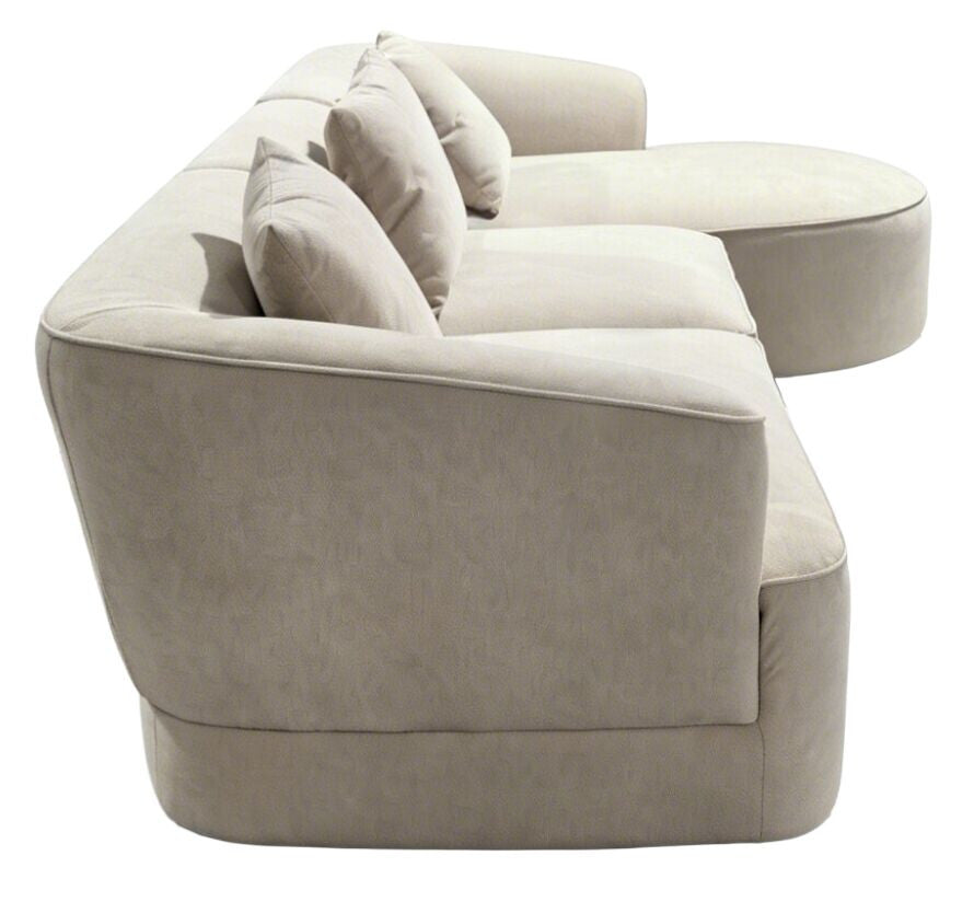 Messina natural textured three seater corner chaise sofa with three cushions