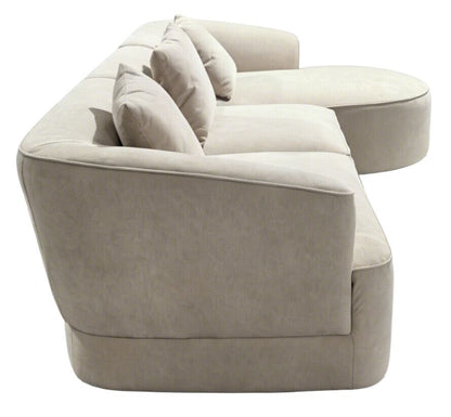 Messina natural textured three seater corner chaise sofa with three cushions