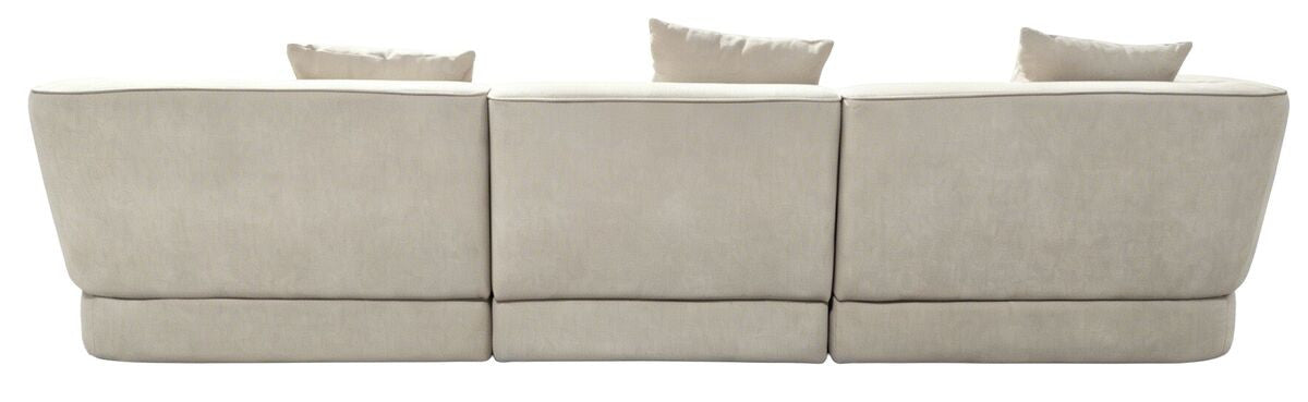 Messina natural textured three seater corner chaise sofa with three cushions