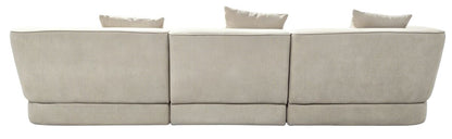 Messina natural textured three seater corner chaise sofa with three cushions