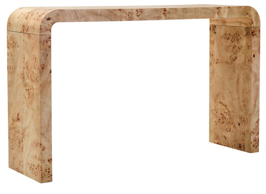 Mota natural burl wood design curved console table