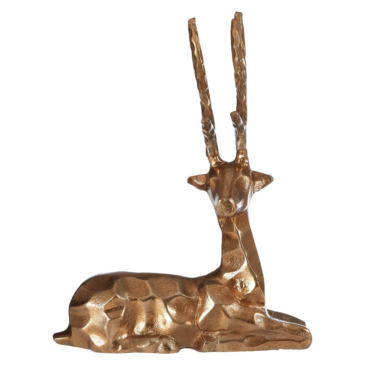 Gold sitting stag sculpture
