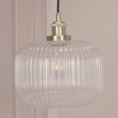 Brushed Brass Fluted Glass Pendant Ceiling Light