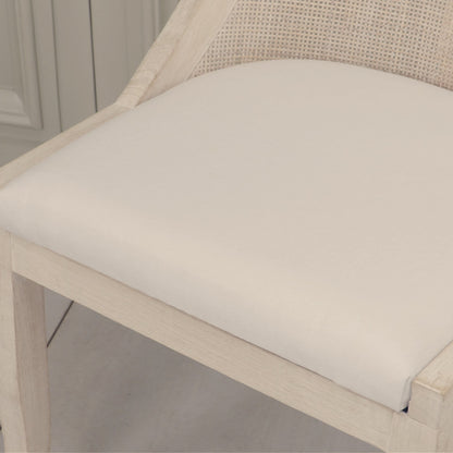 Light Wooden Sloped Rattan Upholstered Dining Chair