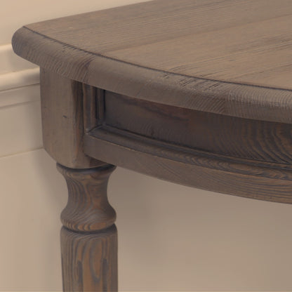 Rustic Pine Wooden Demi Lune Console