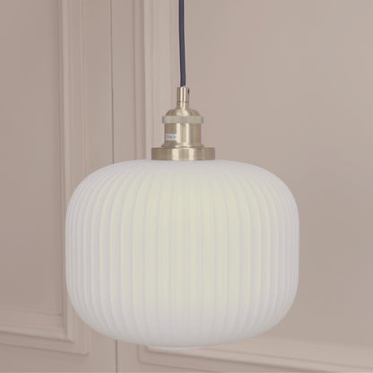 Brushed Brass Fluted Frosted Glass Pendant Ceiling Light