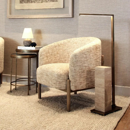 Banbury Accent Chair in Natural Cream Linen & Solid Oak Finish