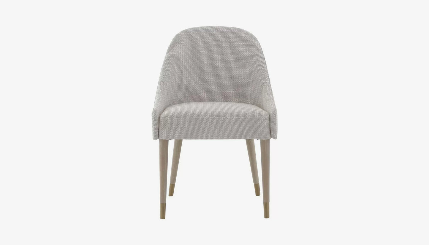 Bibury Dining Chair in Cream Fabric & Solid Wood Legs